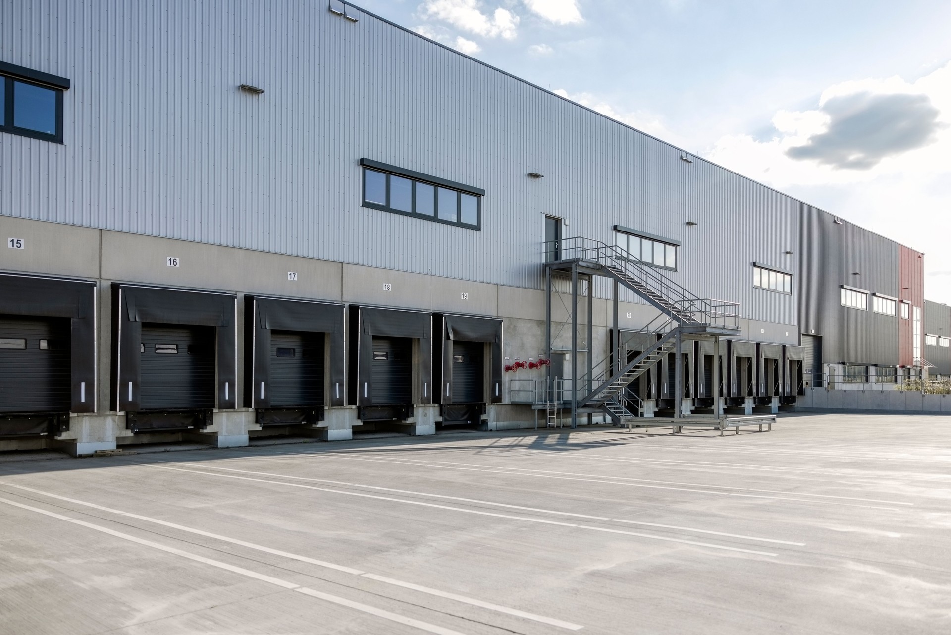 Cargo bays in modern industrial storage warehouse